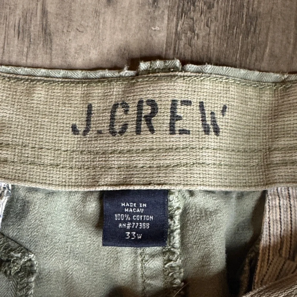 J. Crew Olive Green Cargo Shorts with Frayed Hem